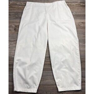 Eileen Fisher Pants White Cotton/Hemp‎ Stretch Side Zip Ankle XL (37x25.5) Beach